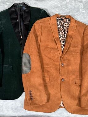 Bundle Of 2 Paisley & Gray Sport Blazer Jackets Mens 38R Slim Faux Suede READ*
